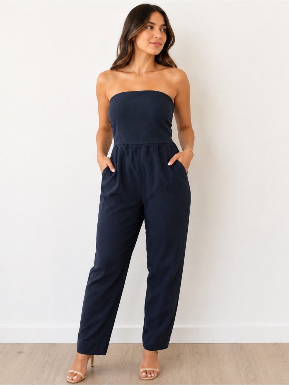 Free People Strapless Black Jumpsuit with Pockets
